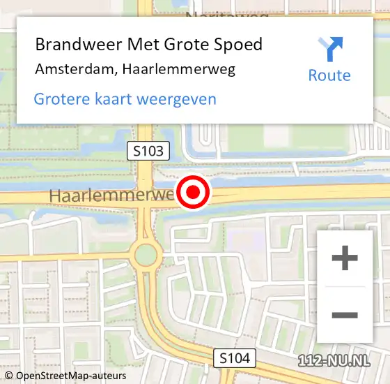 Locatie op kaart van de 112 melding: Brandweer Met Grote Spoed Naar Amsterdam, Haarlemmerweg op 1 december 2017 11:35