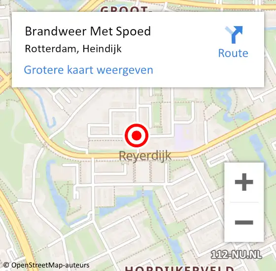 Locatie op kaart van de 112 melding: Brandweer Met Spoed Naar Rotterdam, Heindijk op 1 december 2017 12:31