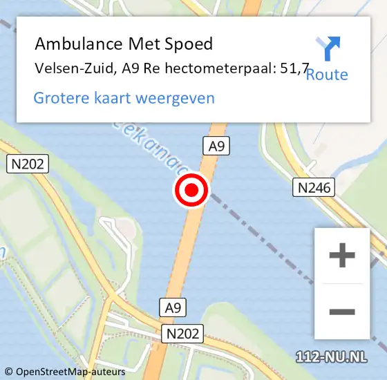 Locatie op kaart van de 112 melding: Ambulance Met Spoed Naar Velsen-Zuid, A9 L op 1 december 2017 15:25