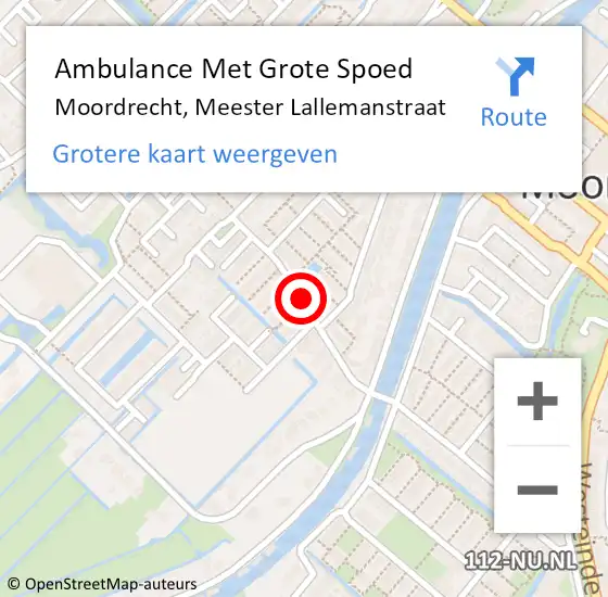 Locatie op kaart van de 112 melding: Ambulance Met Grote Spoed Naar Moordrecht, Meester Lallemanstraat op 1 december 2017 16:26