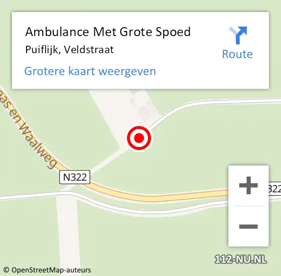 Locatie op kaart van de 112 melding: Ambulance Met Grote Spoed Naar Puiflijk, Veldstraat op 1 december 2017 16:40
