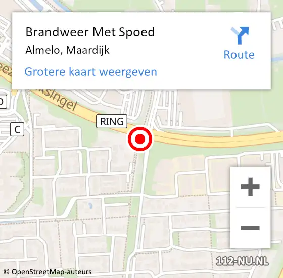 Locatie op kaart van de 112 melding: Brandweer Met Spoed Naar Almelo, Maardijk op 1 december 2017 19:07