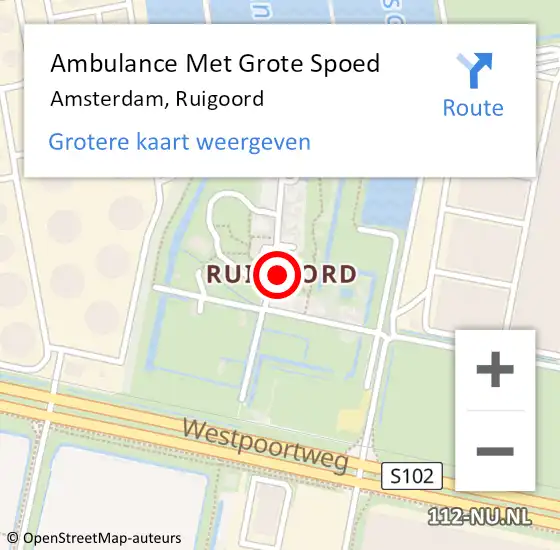 Locatie op kaart van de 112 melding: Ambulance Met Grote Spoed Naar Amsterdam, Ruigoord op 1 december 2017 20:31