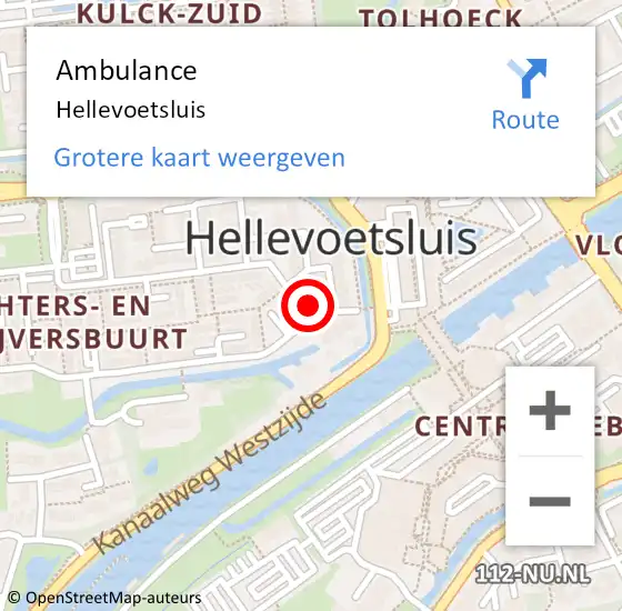 Locatie op kaart van de 112 melding: Ambulance Hellevoetsluis op 1 december 2017 20:32