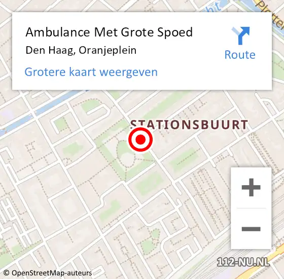 Locatie op kaart van de 112 melding: Ambulance Met Grote Spoed Naar Den Haag, Oranjeplein op 2 december 2017 01:01