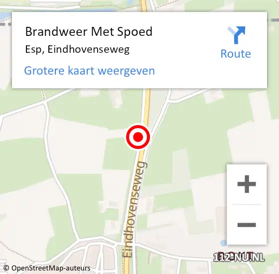 Locatie op kaart van de 112 melding: Brandweer Met Spoed Naar Esp, Eindhovenseweg op 2 december 2017 02:47