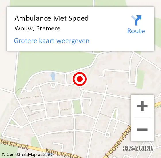 Locatie op kaart van de 112 melding: Ambulance Met Spoed Naar Wouw, Bremere op 2 december 2017 02:50
