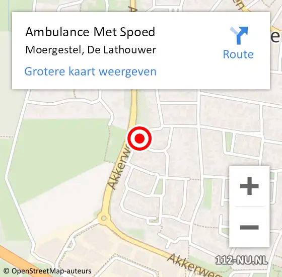 Locatie op kaart van de 112 melding: Ambulance Met Spoed Naar Moergestel, De Lathouwer op 8 februari 2014 13:16