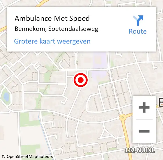 Locatie op kaart van de 112 melding: Ambulance Met Spoed Naar Bennekom, Soetendaalseweg op 2 december 2017 09:05