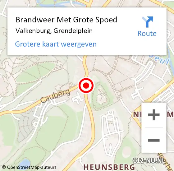 Locatie op kaart van de 112 melding: Brandweer Met Grote Spoed Naar Valkenburg, Grendelplein op 2 december 2017 09:08