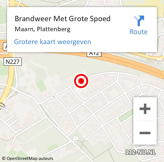 Locatie op kaart van de 112 melding: Brandweer Met Grote Spoed Naar Maarn, Plattenberg op 2 december 2017 09:31
