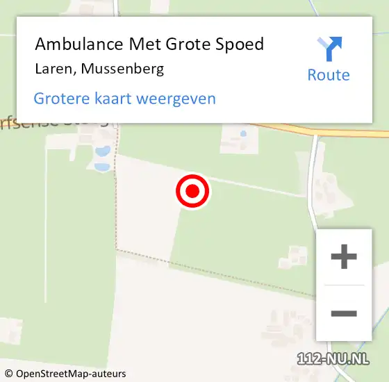 Locatie op kaart van de 112 melding: Ambulance Met Grote Spoed Naar Laren, Mussenberg op 2 december 2017 11:29