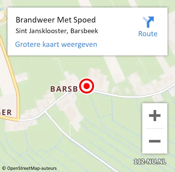 Locatie op kaart van de 112 melding: Brandweer Met Spoed Naar Sint Jansklooster, Barsbeek op 2 december 2017 16:31