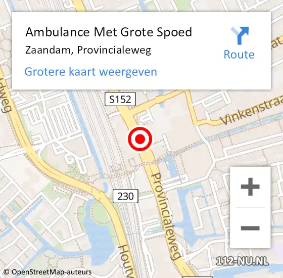 Locatie op kaart van de 112 melding: Ambulance Met Grote Spoed Naar Zaandam, Provincialeweg op 2 december 2017 17:10