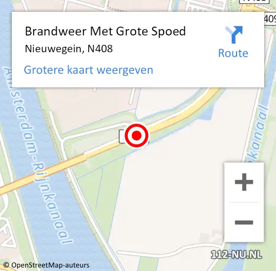 Locatie op kaart van de 112 melding: Brandweer Met Grote Spoed Naar Nieuwegein, N408 hectometerpaal: 1,9 op 2 december 2017 17:53