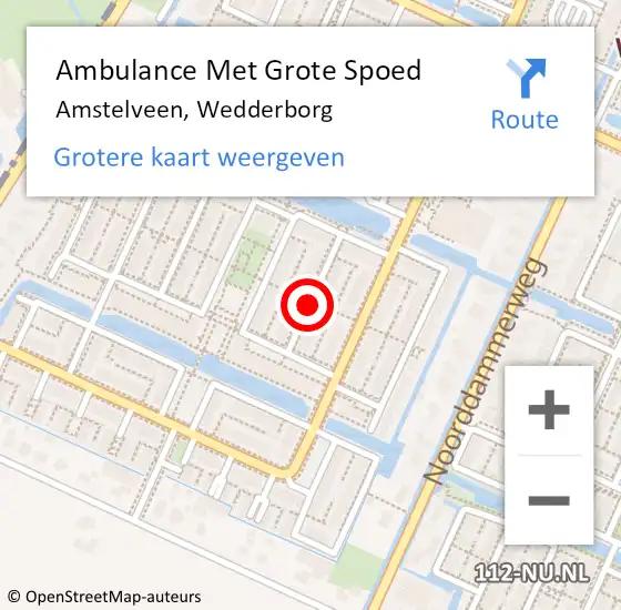 Locatie op kaart van de 112 melding: Ambulance Met Grote Spoed Naar Amstelveen, Wedderborg op 2 december 2017 19:57