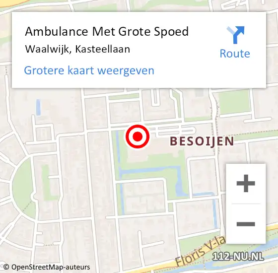 Locatie op kaart van de 112 melding: Ambulance Met Grote Spoed Naar Waalwijk, Kasteellaan op 2 december 2017 22:28