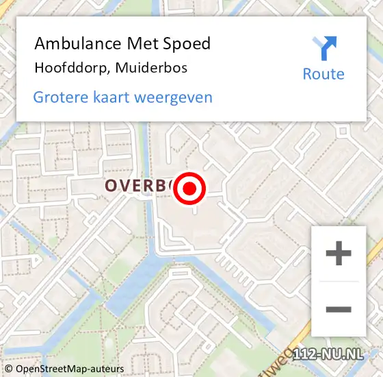 Locatie op kaart van de 112 melding: Ambulance Met Spoed Naar Hoofddorp, Muiderbos op 2 december 2017 22:36