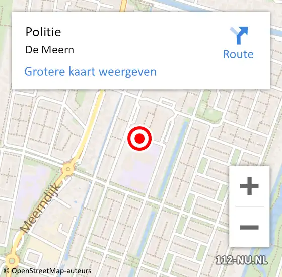 Locatie op kaart van de 112 melding: Politie De Meern op 3 december 2017 00:48