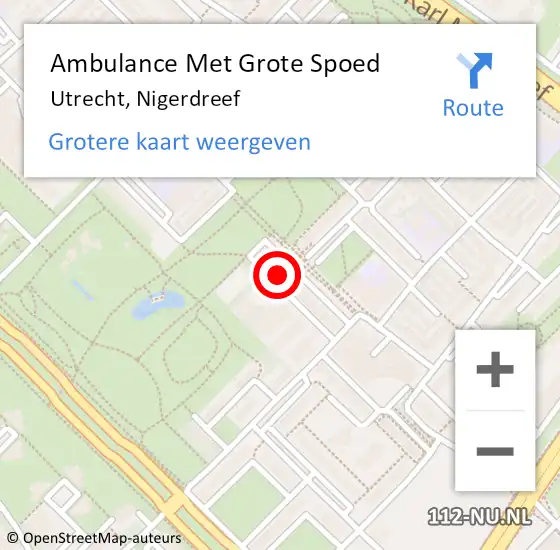 Locatie op kaart van de 112 melding: Ambulance Met Grote Spoed Naar Utrecht, Nigerdreef op 3 december 2017 01:48