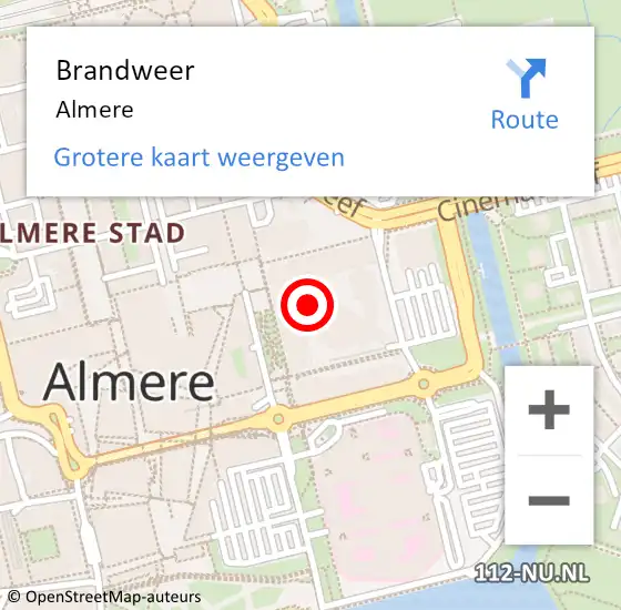 Locatie op kaart van de 112 melding: Brandweer Almere op 3 december 2017 08:31