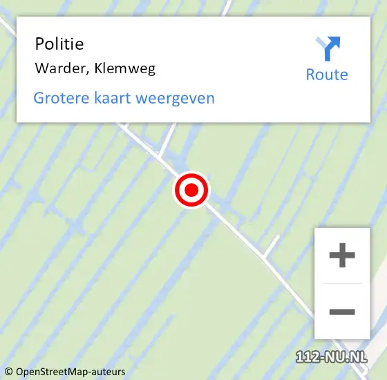 Locatie op kaart van de 112 melding: Politie Warder, Klemweg op 3 december 2017 19:22