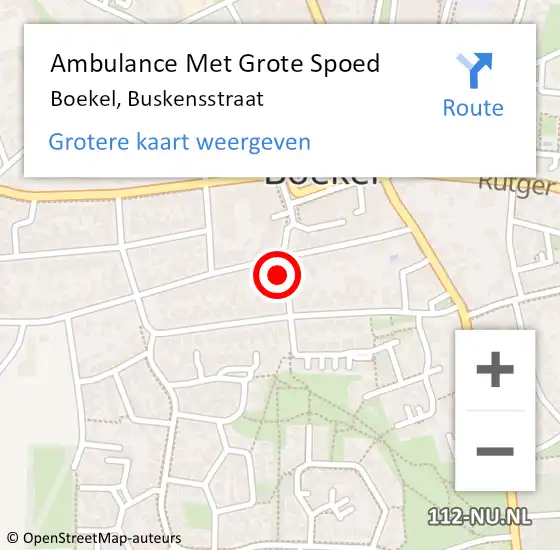 Locatie op kaart van de 112 melding: Ambulance Met Grote Spoed Naar Boekel, Buskensstraat op 8 februari 2014 15:54