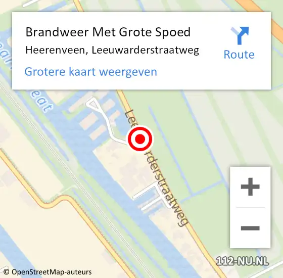Locatie op kaart van de 112 melding: Brandweer Met Grote Spoed Naar Heerenveen, Leeuwarderstraatweg op 3 december 2017 21:43