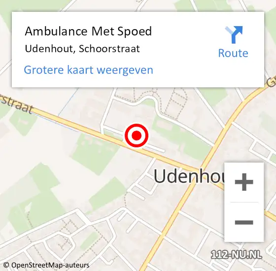 Locatie op kaart van de 112 melding: Ambulance Met Spoed Naar Udenhout, Schoorstraat op 3 december 2017 22:29