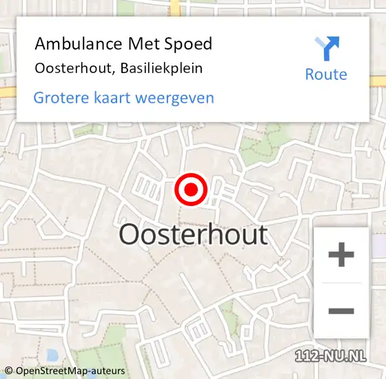 Locatie op kaart van de 112 melding: Ambulance Met Spoed Naar Oosterhout, Basiliekplein op 4 december 2017 07:48