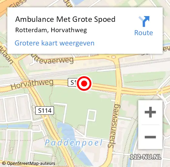 Locatie op kaart van de 112 melding: Ambulance Met Grote Spoed Naar Rotterdam, Horvathweg op 4 december 2017 07:59