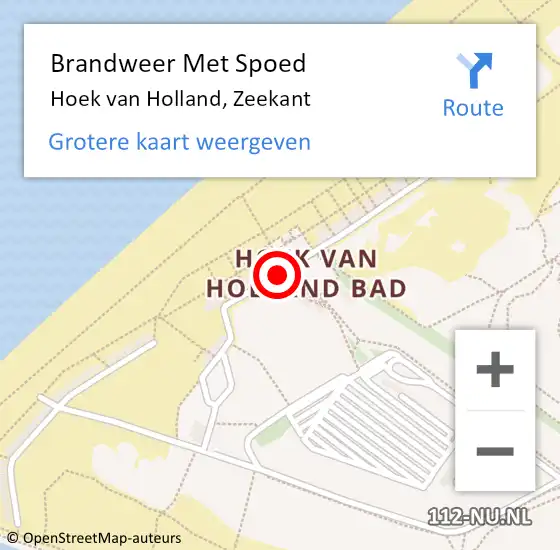 Locatie op kaart van de 112 melding: Brandweer Met Spoed Naar Hoek van Holland, Zeekant op 4 december 2017 10:14