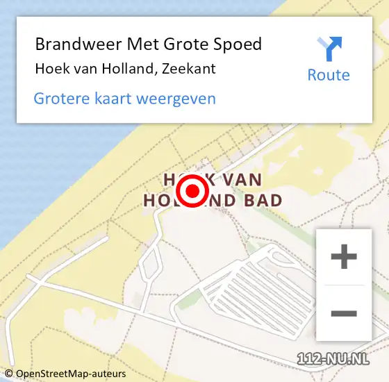 Locatie op kaart van de 112 melding: Brandweer Met Grote Spoed Naar Hoek van Holland, Zeekant op 4 december 2017 10:23