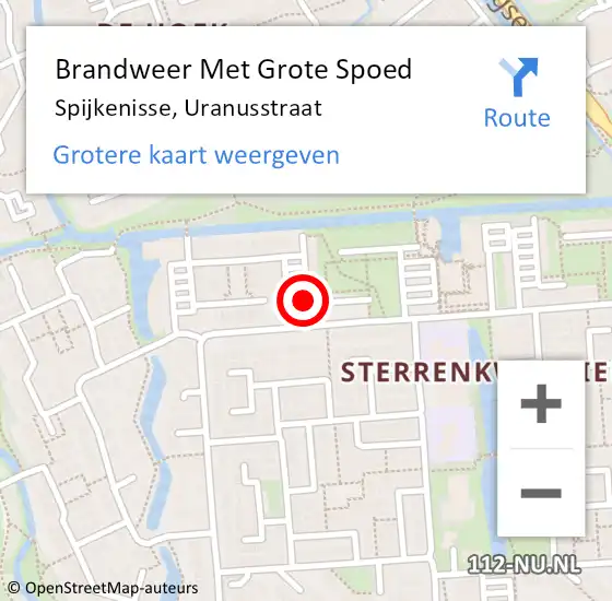Locatie op kaart van de 112 melding: Brandweer Met Grote Spoed Naar Spijkenisse, Uranusstraat op 4 december 2017 12:37