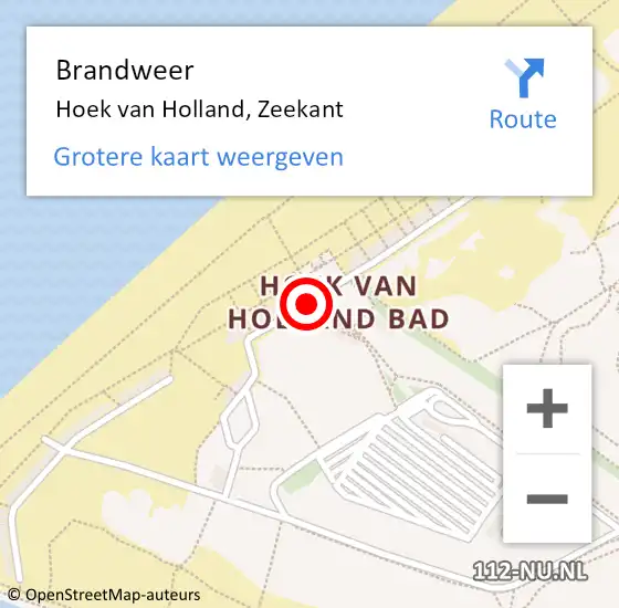 Locatie op kaart van de 112 melding: Brandweer Hoek van Holland, Zeekant op 4 december 2017 12:54