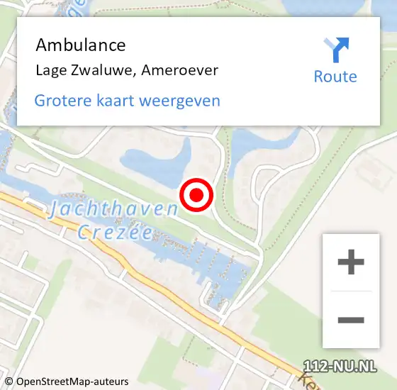 Locatie op kaart van de 112 melding: Ambulance Lage Zwaluwe, Ameroever op 4 december 2017 16:43
