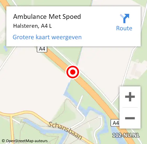 Locatie op kaart van de 112 melding: Ambulance Met Spoed Naar Halsteren, A4 L op 4 december 2017 18:25