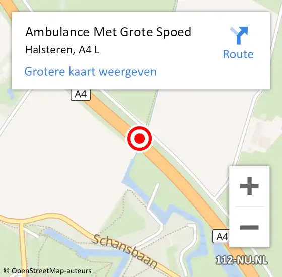 Locatie op kaart van de 112 melding: Ambulance Met Grote Spoed Naar Halsteren, A4 L op 4 december 2017 18:32