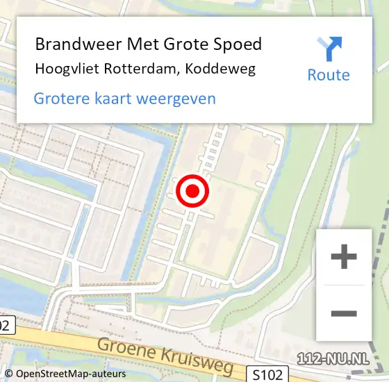 Locatie op kaart van de 112 melding: Brandweer Met Grote Spoed Naar Hoogvliet Rotterdam, Koddeweg op 5 december 2017 09:19