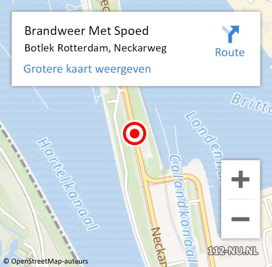 Locatie op kaart van de 112 melding: Brandweer Met Spoed Naar Botlek Rotterdam, Neckarweg op 5 december 2017 10:56