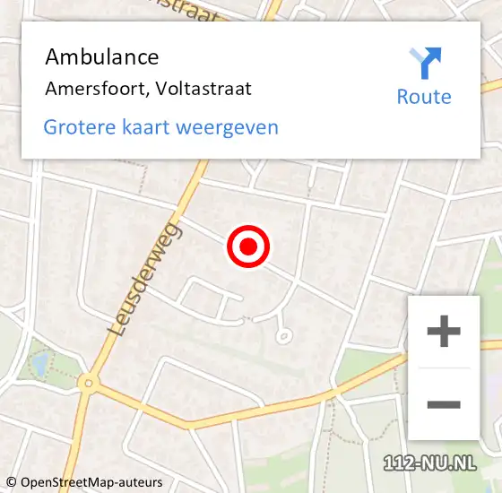 Locatie op kaart van de 112 melding: Ambulance Amersfoort, Voltastraat op 5 december 2017 11:57