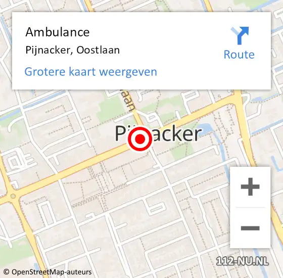 Locatie op kaart van de 112 melding: Ambulance Pijnacker, Oostlaan op 5 december 2017 12:01