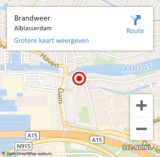 Locatie op kaart van de 112 melding: Brandweer Alblasserdam op 5 december 2017 17:01