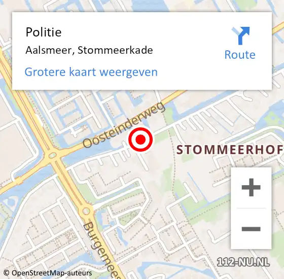 Locatie op kaart van de 112 melding: Politie Aalsmeer, Stommeerkade op 5 december 2017 18:31