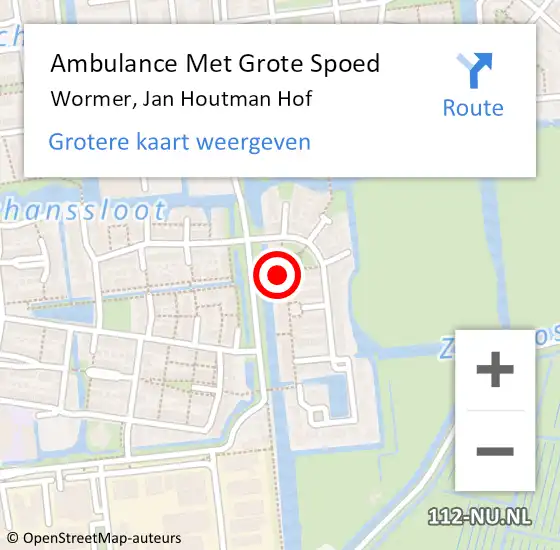Locatie op kaart van de 112 melding: Ambulance Met Grote Spoed Naar Wormer, Jan Houtman Hof op 5 december 2017 22:40