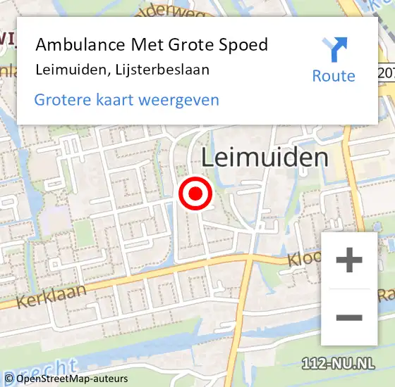 Locatie op kaart van de 112 melding: Ambulance Met Grote Spoed Naar Leimuiden, Lijsterbeslaan op 6 december 2017 00:18