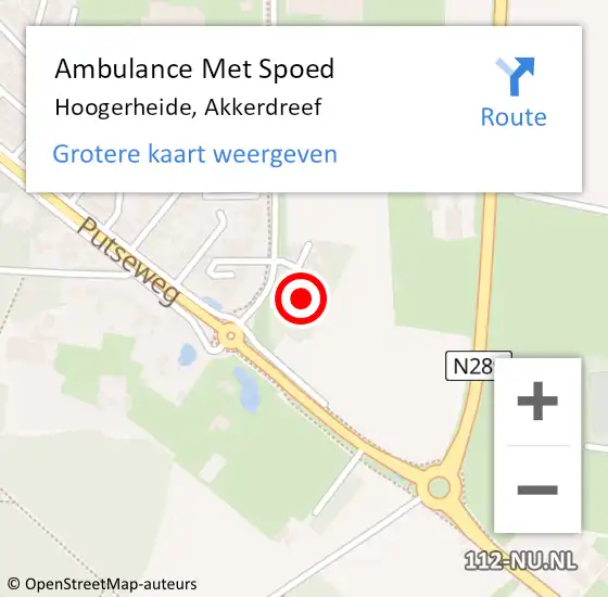 Locatie op kaart van de 112 melding: Ambulance Met Spoed Naar Hoogerheide, Akkerdreef op 6 december 2017 03:56