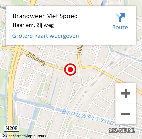Locatie op kaart van de 112 melding: Brandweer Met Spoed Naar Haarlem, Zijlweg op 6 december 2017 11:48