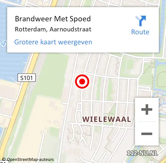 Locatie op kaart van de 112 melding: Brandweer Met Spoed Naar Rotterdam, Aarnoudstraat op 6 december 2017 12:23