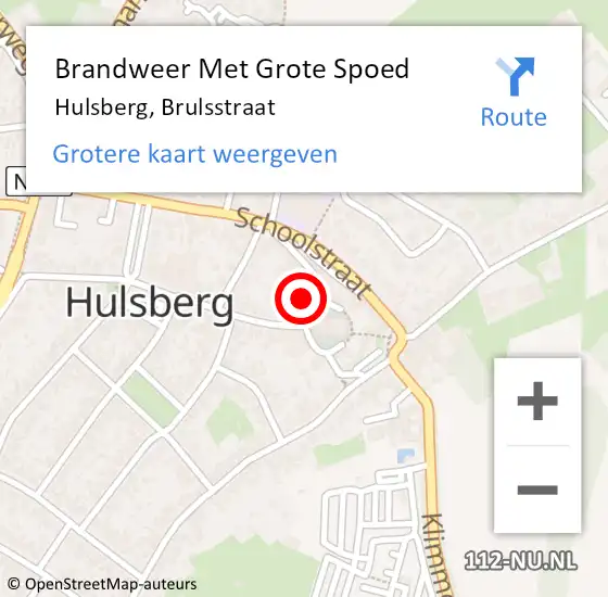 Locatie op kaart van de 112 melding: Brandweer Met Grote Spoed Naar Hulsberg, Brulsstraat op 6 december 2017 15:00